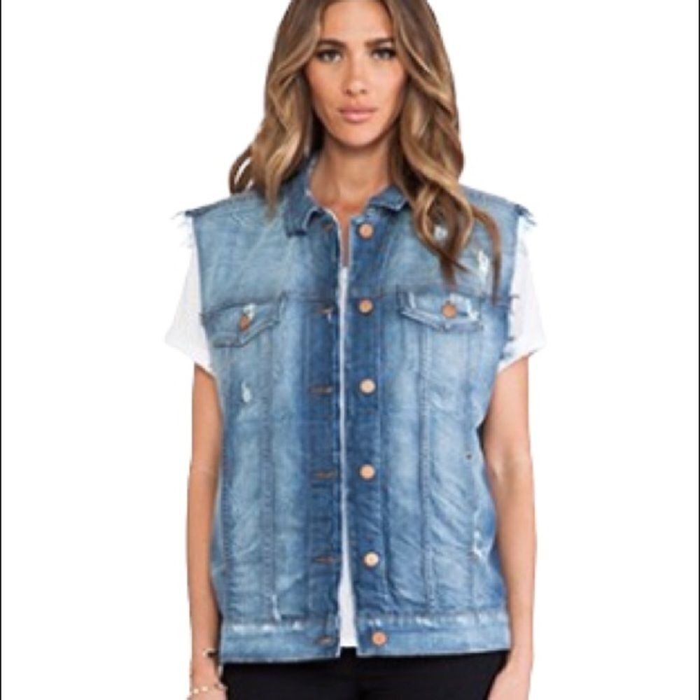 J‎ Brand Riff Deconstructed oversized jean vest O/S fits most C25